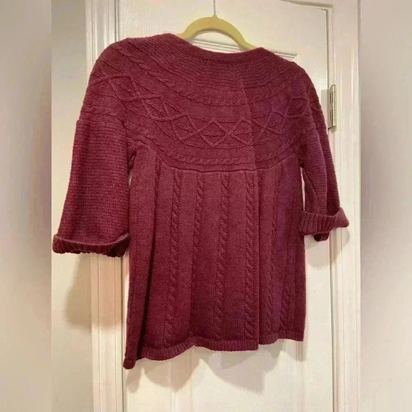 Art & Soul Short Sleeve Purple Big Button Roll Tab Canle Knit Cardigan Size XL - Picture 8 of 9